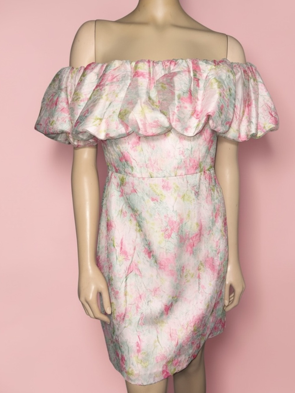 NWT Monique Lhuillier P women's floral Off-the-Shoulder Kara Mini Dress size 10